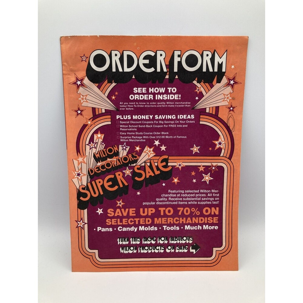 Vintage 1981 Wilton Decorators Super Sale Order Form Catalog Cake Pan Molds Coup